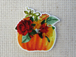 First view of Red Floral Pumpkin Needle Minder.