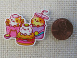 Second view of Three Kitty Cat Cupcakes Needle Minder.