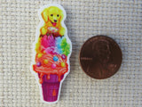 Second view of Golden Puppy on an Ice Cream Cone Needle Minder.