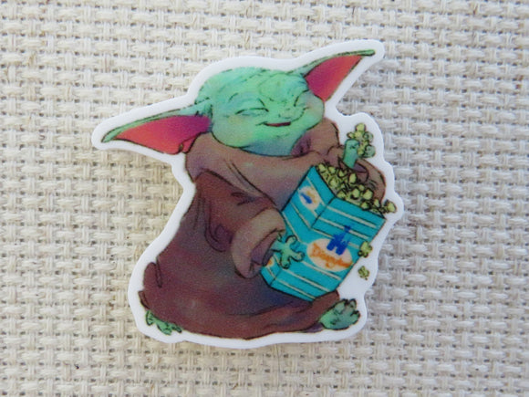 First view of Grogu with Popcorn Needle Minder.