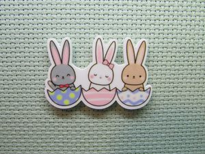 First view of the Bunny Trio in Easter Eggs Needle Minder