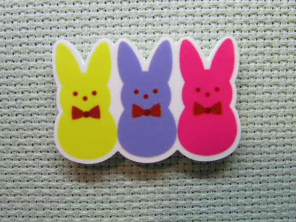 First view of the Peep Trio Wearing Bow Ties Needle Minder