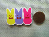 Second view of the Peep Trio Wearing Bow Ties Needle Minder