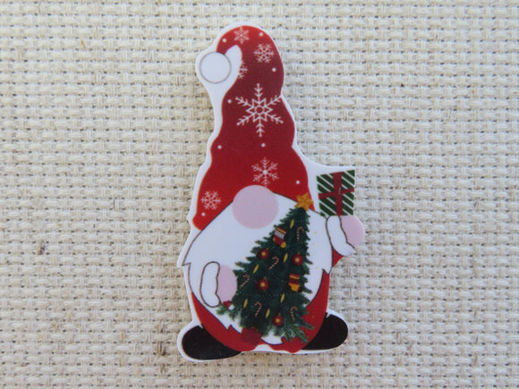 First view of Red Christmas Gnome with A Christmas Tree Needle Minder.