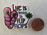Second view of Life is Better in Flip Flops Needle Minder.