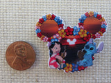 Second view of Lilo and Stitch in a Mouse Ears Sunset Needle Minder.