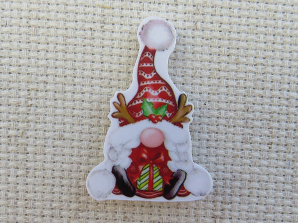 First view of Red Capped Reindeer Gnome Needle Minder.