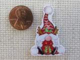 Second view of Red Capped Reindeer Gnome Needle Minder.