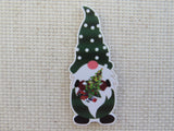 First view of Green Gnome with a Christmas Tree Needle Minder.