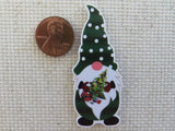 Second view of Green Gnome with a Christmas Tree Needle Minder.