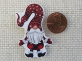 Second view of Red Dancing Gnome Needle Minder.