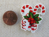 Second view of A Pair of Candy Canes Needle Minder.