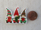 Second view of Three Christmas Gnomes Needle Minder.