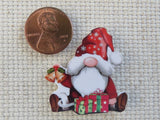 Second view of Christmas Gnome with Gifts and Bells Needle Minder.