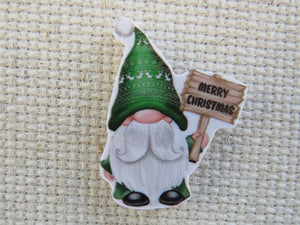 First view of Green Merry Christmas Gnome Needle Minder.