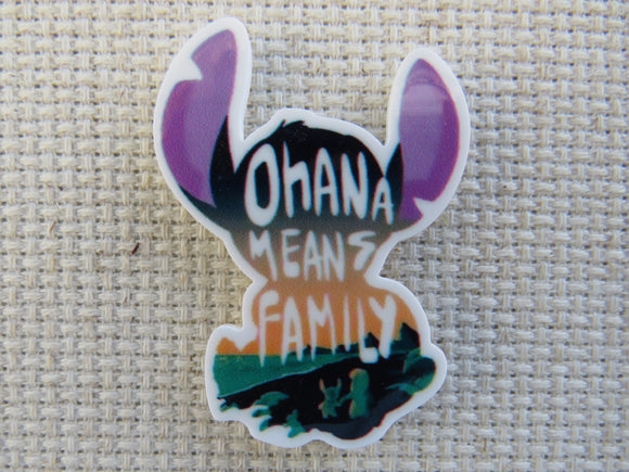 First view of Ohana Means Family Silhouette Scene Needle Minder.