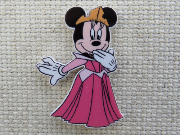First view of Minnie  Mouse Dressed as Aurora Needle Minder,.