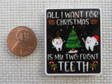 Second view of All I Want for Christmas is my Two Front Teeth Needle Minder.