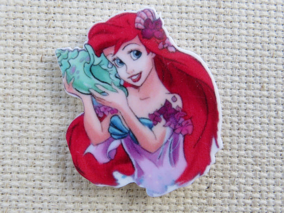 First view of Ariel with a Sea Shell Needle Minder.
