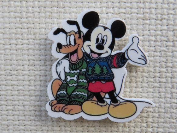 First view of Christmas Mickey with his dog Pluto Needle Minder.