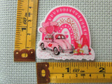 Third view of the Heartful Pink Rainbow Gnomes with a Bug Car Needle Minder