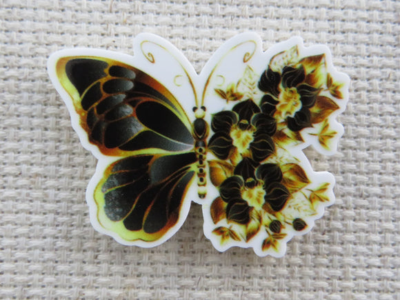 First view of Black and Yellow Flowery Butterfly Needle Minder.