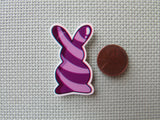 Second view of the Purple Swirl Bunny Needle Minder