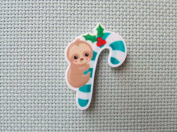 First view of the Baby Sloth on a Candy Cane Needle Minder