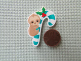 Second view of the Baby Sloth on a Candy Cane Needle Minder