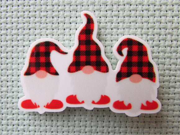 First view of the A Trio of Buffalo Plaid Gnomes Needle Minder