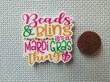Second view of the Beads & bling it's a Mardi Gras Thing Needle Minder