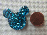 Second view of the Sparkly Blue Mouse Head Needle Minder