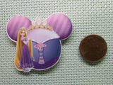 Second view of the Rapunzel in front of a Themed Mouse Head Needle Minder