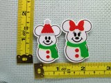 Sixth view of the Mickey and Minnie Snowmen Needle Minder