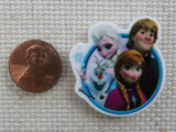 Second view of Elsa, Anna, Olaf and Kristoff needle minder.