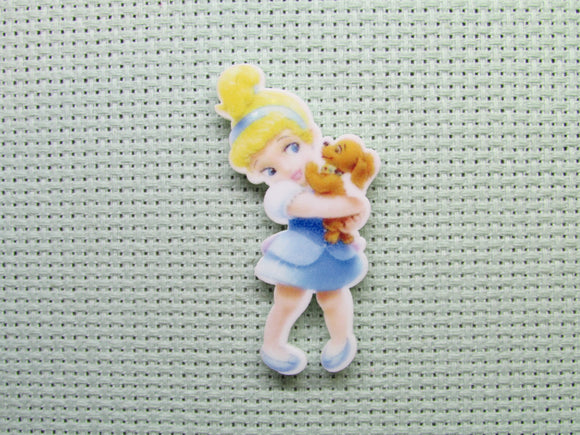 First view of the Young Cinderella Hugging a Puppy Needle Minder