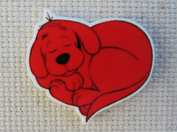 First view of Heart Shaped Red Dog Needle Minder.