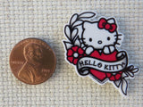 Second view of Hello Kitty with a Red Heart Needle Minder.