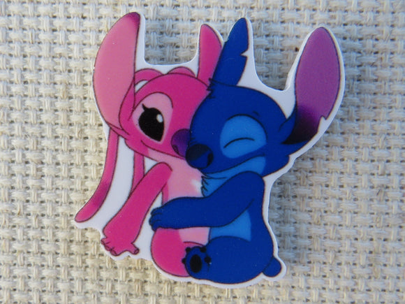 First view of Stitch and Angel Sharing a Hug Needle Minder,.