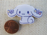 Second view of Cute Cinnamonroll with Purple Flowers Needle Minder,.