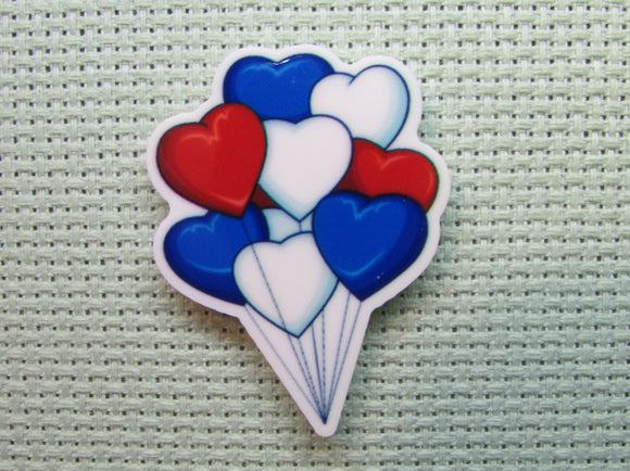 First view of the Red, White and Blue Heart Balloons Needle Minder