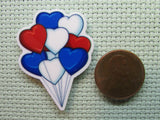 Second view of the Red, White and Blue Heart Balloons Needle Minder