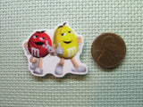 Second view of the Chocolate Candy Red and Yellow Needle Minder