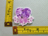Third view of the Purple Jeweled Heart with Flowers Needle Minder