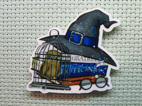 First view of the Blue Potion Book Stack Needle Minder