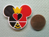 Second view of the Queen of Hearts Mouse Head Needle Minder