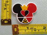 Third view of the Queen of Hearts Mouse Head Needle Minder
