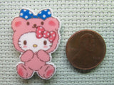 Second view of the Cute White Kitty Dressed in a Bear Costume Needle Minder