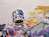 Third view of the Cute White Kitty Dressed as Ursula Needle Minder
