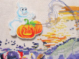 Third view of the Ghost and Pumpkins Needle Minder